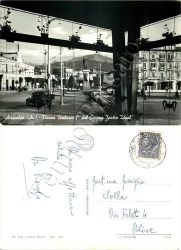 Cartolina di Atripalda, piazza Umberto I dal cinema teatro Ideal - Avellino