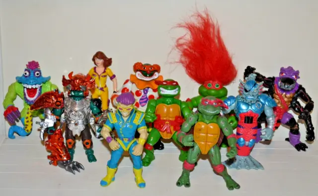 Vintage Teenage Mutant Ninja Turtles lot of 10 loose figures Antrax Troll TMNT !