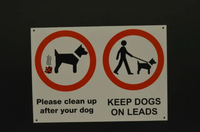 Please Clean Up After Your Dog/Keep Dogs On Leads A4 Dibond Multi-Sign 2-In-1