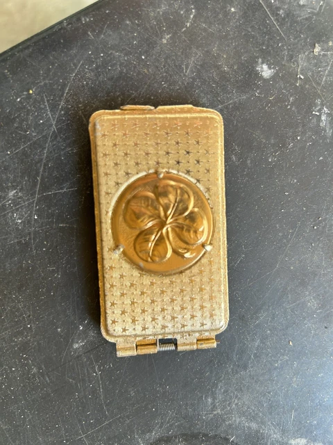 Broche Ancienne En Plaqué Or - Forme Trèfle Porte-bonheur, Signée Savard, Occasion