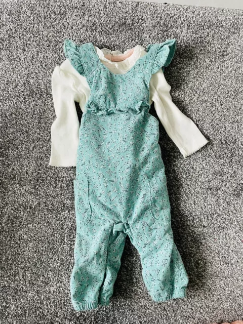Mothercare baby girl 3-6 months green dungarees