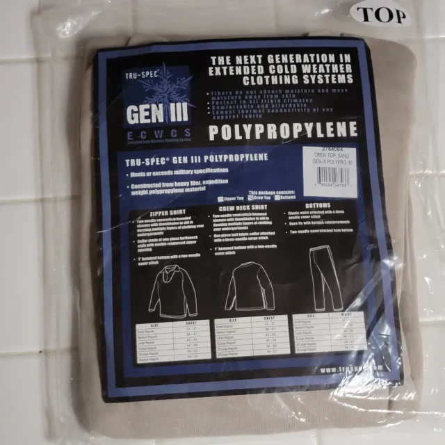 Tru-Spec Polypropylene Shirt Sand ECWCS Gen III Crew Neck Thermal Top Medium