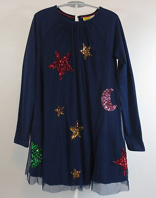Mini Boden Tulle Jersey Dress College Navy Stars Girls 11-12Y Long Sleeve NWT