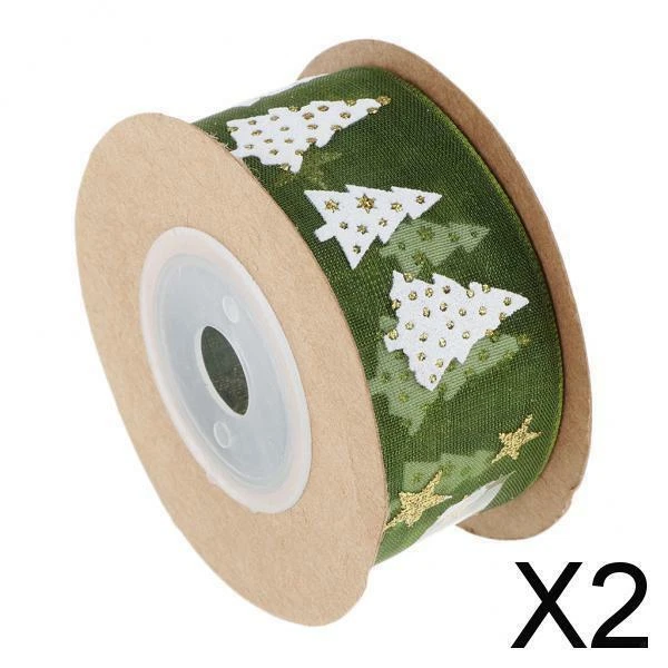 2X 1 Rolle/5m Weihnachtliches Ripsband Satinband Geschenkverpackung Xmas Decor