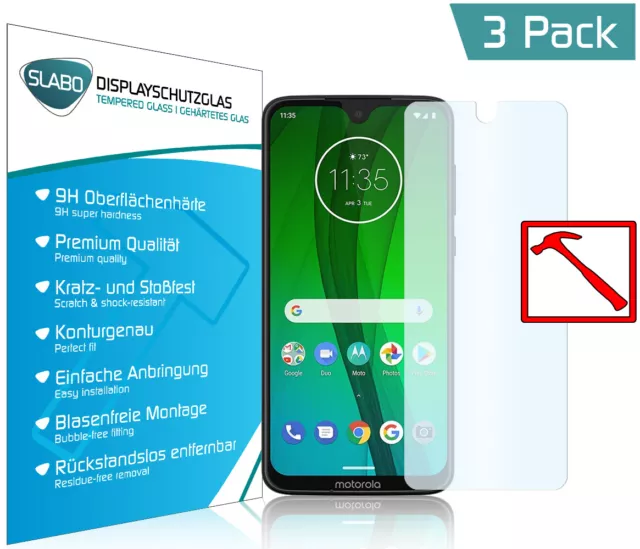 3 x film blindé Slabo pour Motorola Moto G7 | G7 Plus CLEAR « verre trempé » 9H