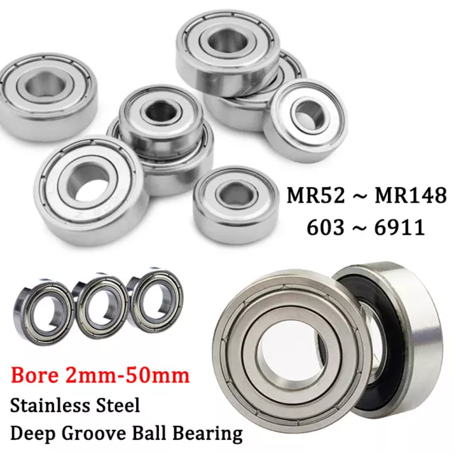 Stainless Steel Miniature Deep Groove Ball Bearing Shielded Bearing Bore 2-55mm