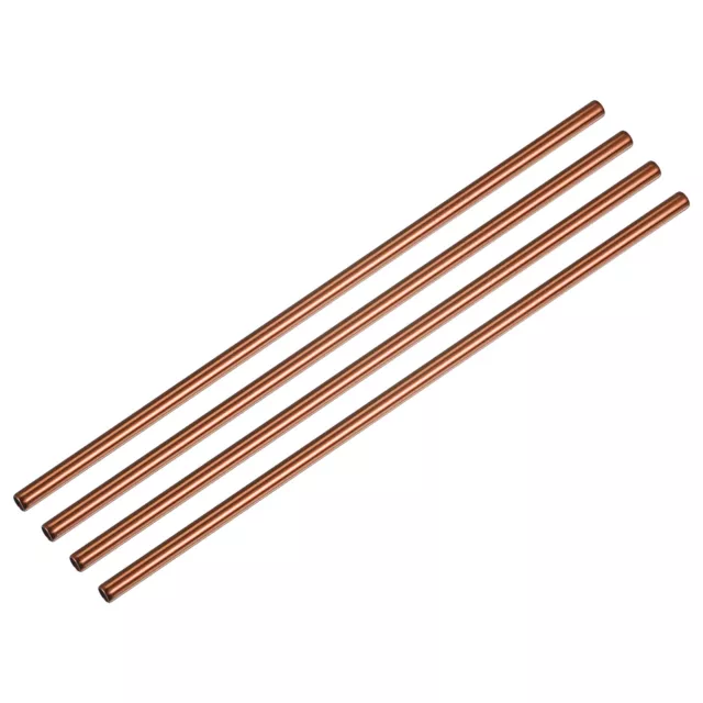 Reusable Metal Straws 4Pcs, Stainless Steel Straight Straw 8.5" Long - Rose Gold