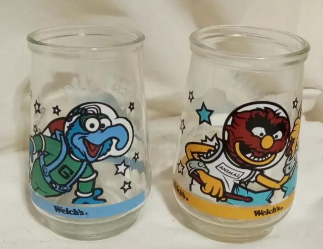 Set Of 2 Vintage 1998 Jim Henson Muppets In Space Welch's Jelly Drinking Glasses