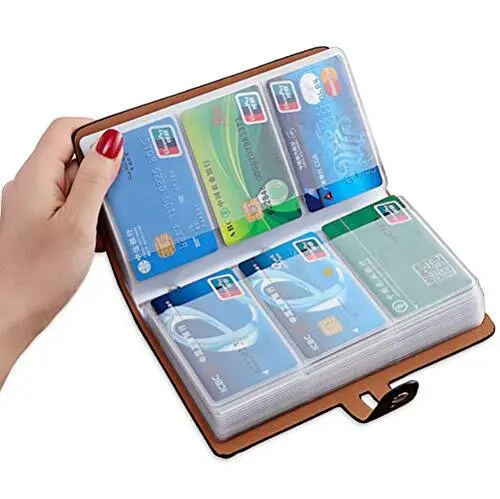 Credit Card Holder, Leather Business Card Organizer with 96 Card