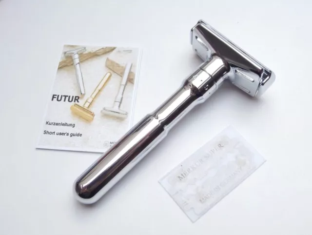 MERKUR Futur 701 Rasierhobel Nassrasierer Chrom GLÄNZEND Shiny Chrome !