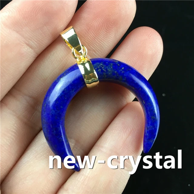 1pc Natural lapis lazuli crescent quartz crystal moon pendant point healing