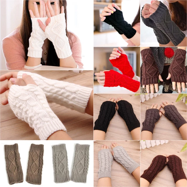 Frünn Long Wrist Hand Arm Warmers Fingerless Gloves Cable Knitted Mittens Warm