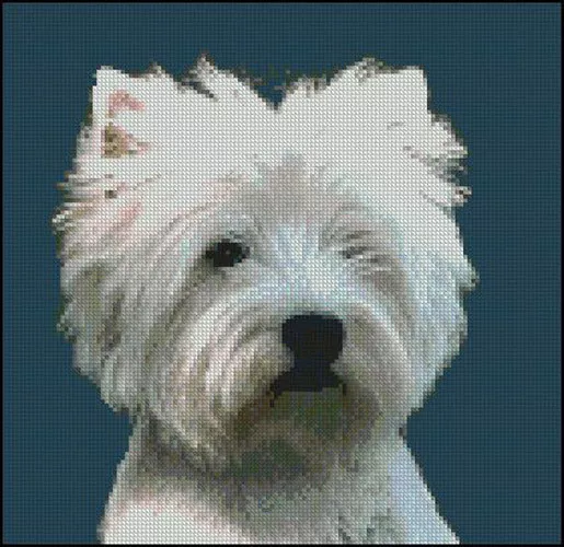 West Highland Terrier Counted Cross Stitch  "10x9.75"  14 Count Westie Dog Puppy