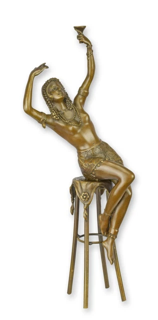 Statue érotique Femme En Bronze Et Pierre - Sculpture Art 27 Cm De Haut, 3 Kg, Neuf