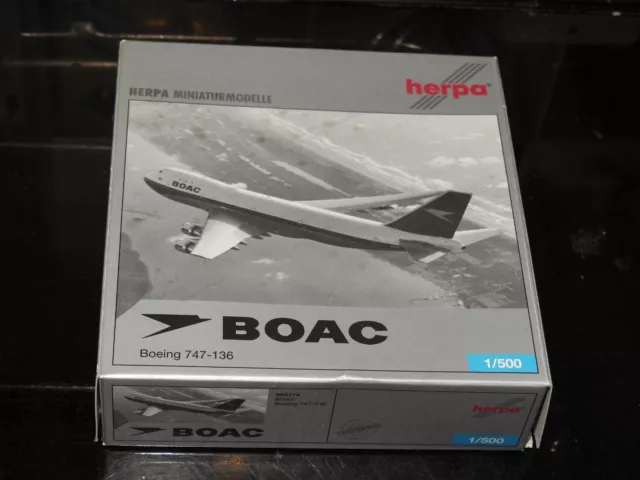 Herpa model 1:500 BOAC Airlines Boeing 747-136.Item No.503174