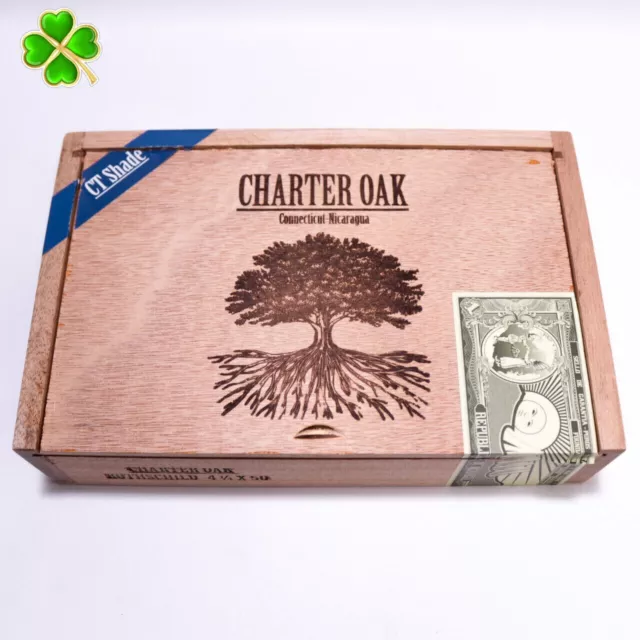 Charter Oak Rothschild Shade Empty Wood Cigar Box 8.25" x 5.25" x 2"