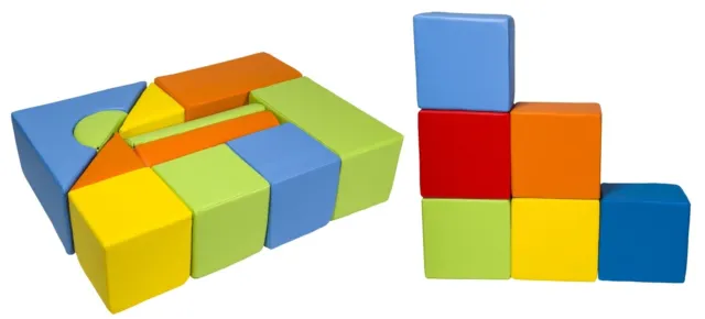 Set of 17 Foam Blocks for Play, Nurseries, Kindergartens