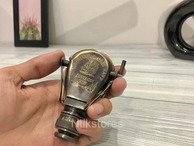 Vidrio Monocular de Latón De Colección Hecho a Mano para la Royal Navy Londres 1917 Náutico