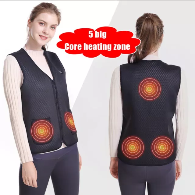 USB Electric Heated Vest Warm Up Jacket With Battery Pack Winter Body Warmer 3