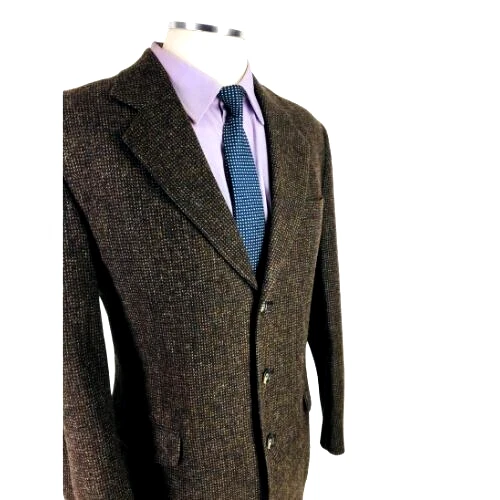 42R Woolrich Mens Vintage 3 Button Pure Wool Tweed Blazer Sport Coat Moss Brown