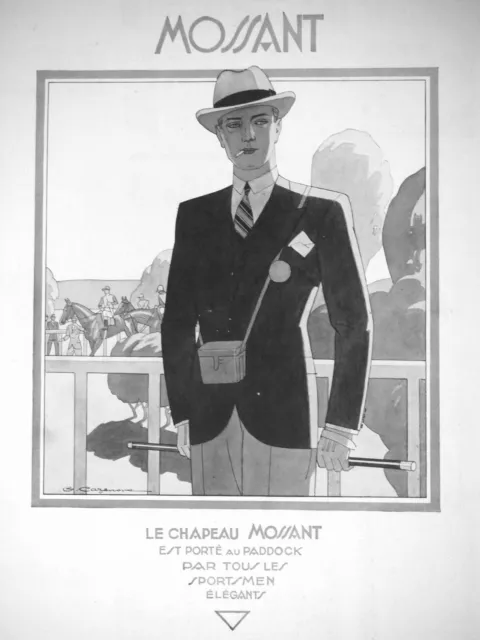 Publicité Presse 1930 Chapeau Mossant Porté Au Paddock Par Les Sportmen Élégants
