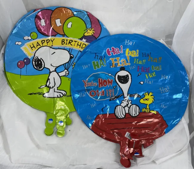 (13) Peanuts Snoopy & Woodstock Mylar Balloons - Happy Birthday / You're How Old