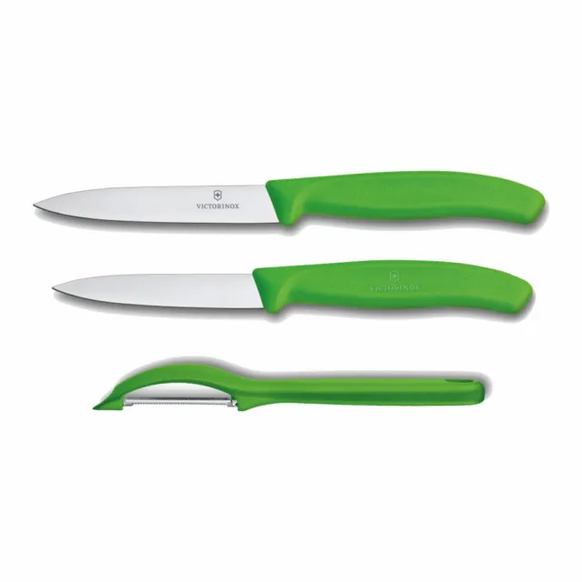 Victorinox Küchenset 3tlg. Gemüsemesser  Küchenmesser Schäler  / grün