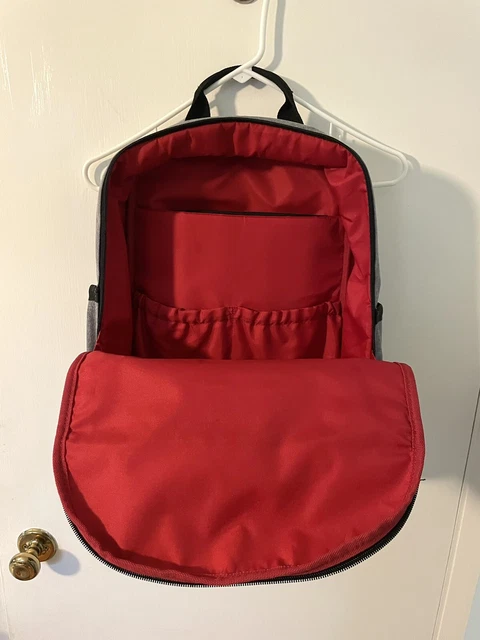 Skip Hop Diaper Bag Travel Backpack Gray With Red Lining 3