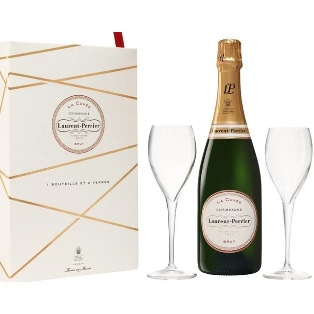 2 Laurent Perrier Champagne Flute France Cocktail Glasses With Box .
