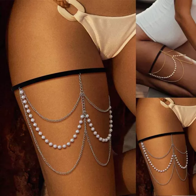Body Crystal Rhinestone Thigh Waist Leg Bikini Jewelry Garter Belt Chain