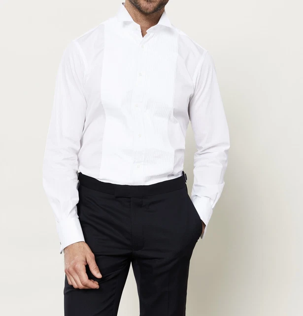 Camicia abito da sera TM Lewin collare a pieghe vestibilità regolare 17"" by 34,5 nuova con etichette