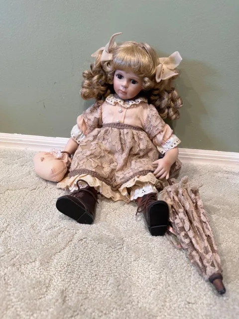 Unbranded Porcelain Doll with Accessories, never played with