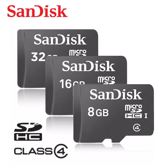 SanDisk  32GB 16GB 8GB Micro SD SD HC TF Memory Card Retail Package Class 4 C4