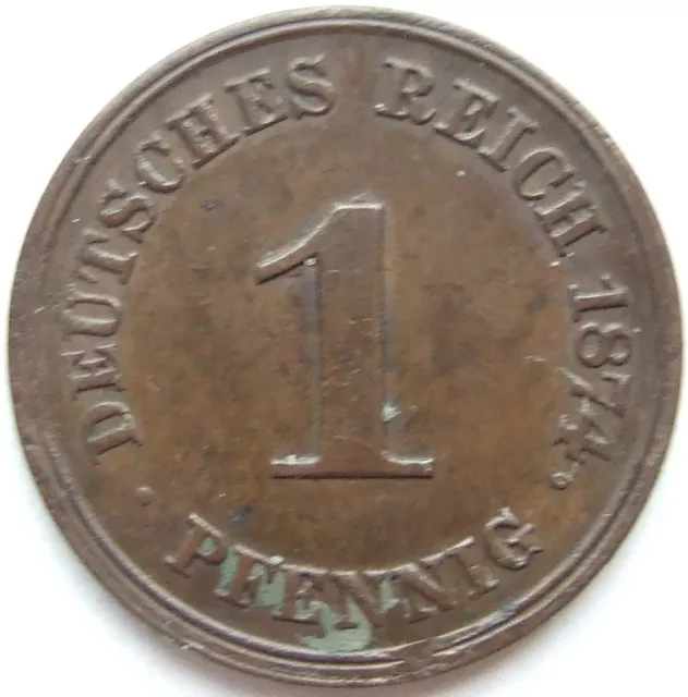 Moneta Reich Tedesco Impero Tedesco 1 Pfennig 1874 H IN Quasi Extremely fine