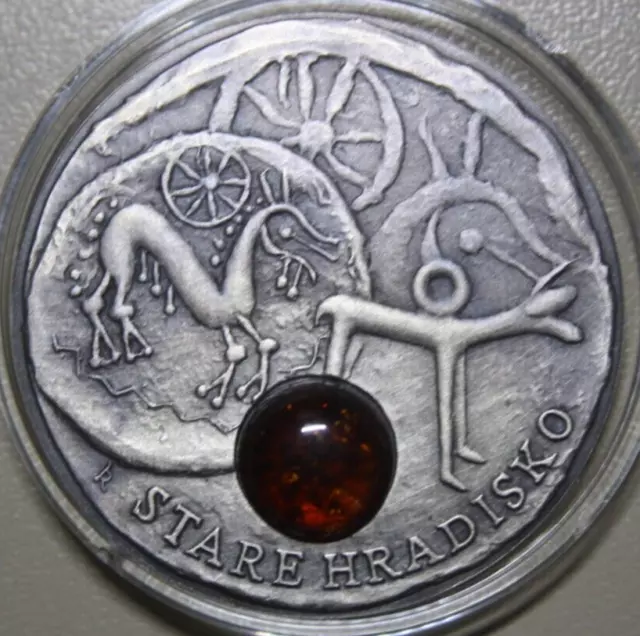 NIUE 1 Dollar 2010 Silber #F6020 Amber Route-Stare Hradisko- real Amber-AF-COA