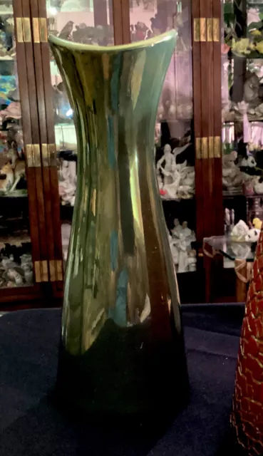 Zsolnay Rare Large 11” Vase Gold Eosin Iridescent Made In Hungary Excellent