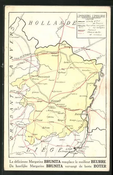 CPA Hasselt, carte géographique avec Butterwerbung
