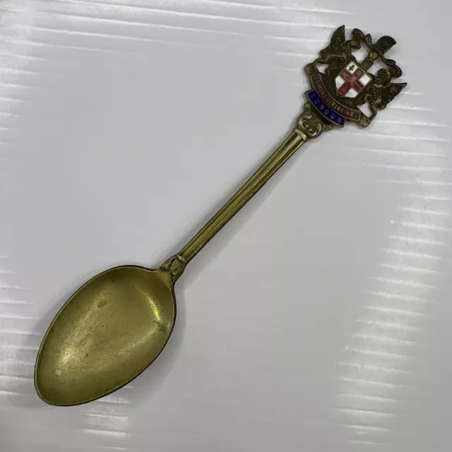 London England Made EPNS Silver Plated Enamel Crest Flag Vintage Souvenir Spoon