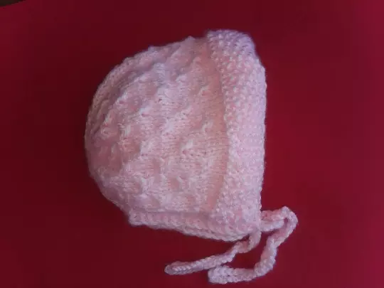 Hand Knitted Baby Bonnet Hat 0-6 months Pink
