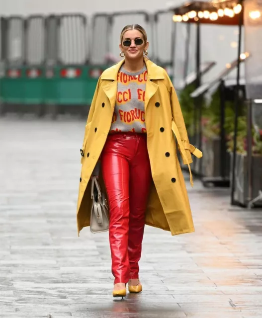 Women's Yellow Leather Trench Coat Real Lambskin Custom Made Winter Overcoat