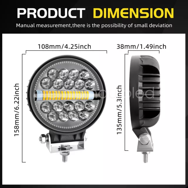 2× 5D 480W Round LED Work Bar Flood Spot Lights Driving Lamp Offroad Car SUV 2