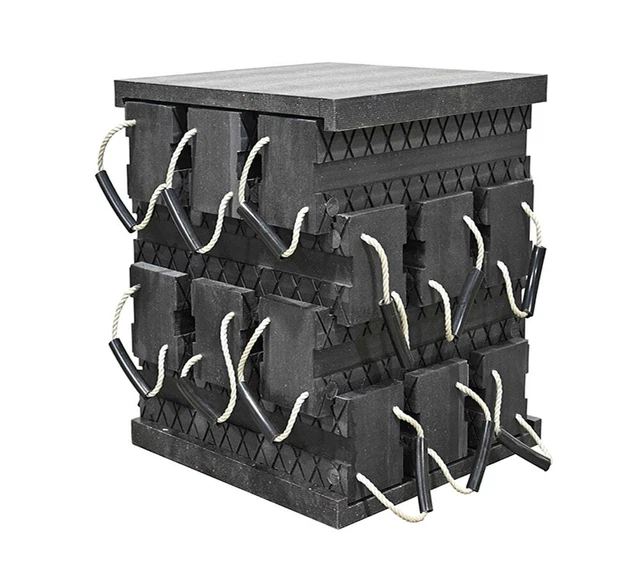 12 Pcs Black Cribbing Block Stacker (6"x7"x24") w/ 2 Pcs Base Plate (2"x24"x24")