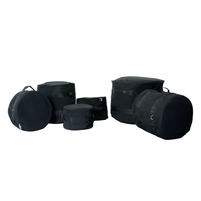 WerKens 6-piece Drum Bag Set Padded Drum Case with Handle and Strap - Black