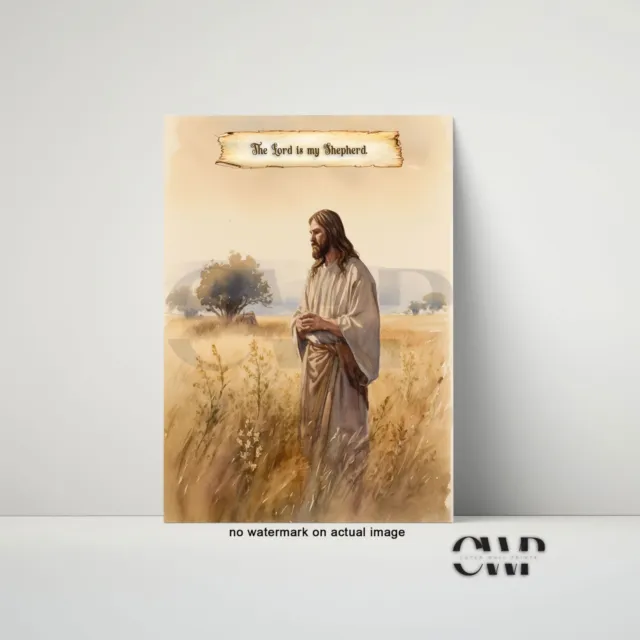 Lord is my Shepherd | follower of jesus | Catholic Art | Jesus Watercolor 8 x 10 3