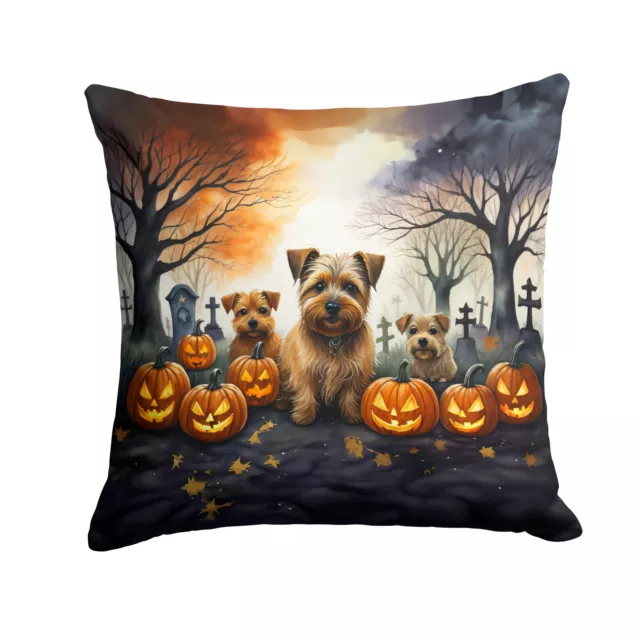 Norfolk Terrier Spooky Halloween Fabric Decorative Pillow DAC2048PW1414