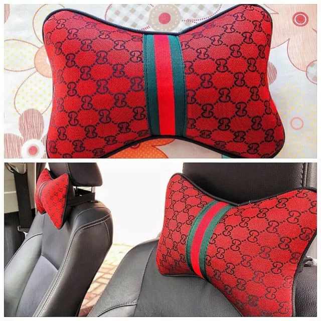 2pcs Retro Style Car Neck Pillow Soft Ventilation Headrest Travel Pillow Cushion