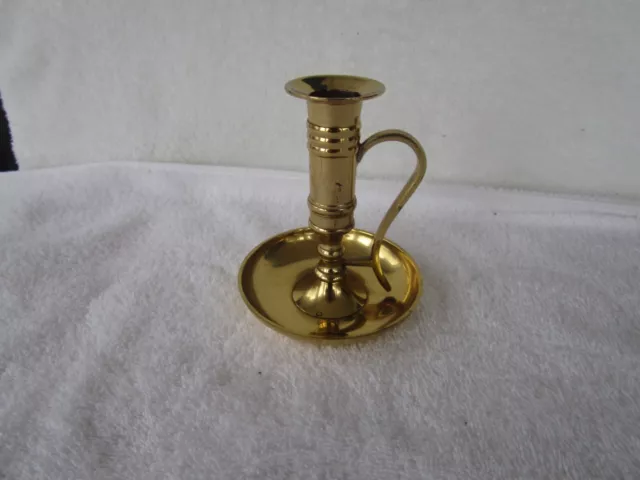 Vintage~ [ 4-1/2" TALL ]~ Solid Brass Candle Holder With Handle~HIGH QUALITY~!!