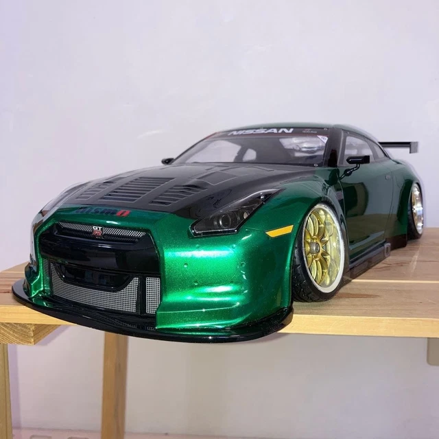 TAMIYA 1/10 NISSAN GT-R R35 RC Body only Painted Green Black Shell £126 ...
