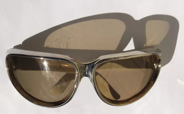 foster grant vintage sunglasses 1970s 1977 ff77 gold wraparound disco elvis