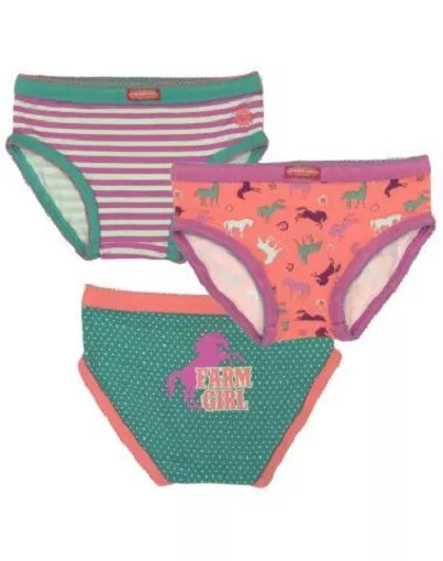 Farm Girl 3-Pack Panties Knee Deep & Lovin' It Horse Girls Size 5-6 New In Pack